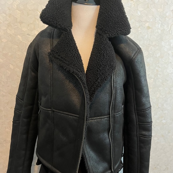 Lucky Brand Faux Fur Shearling Black Jacket - Picture 10 of 11